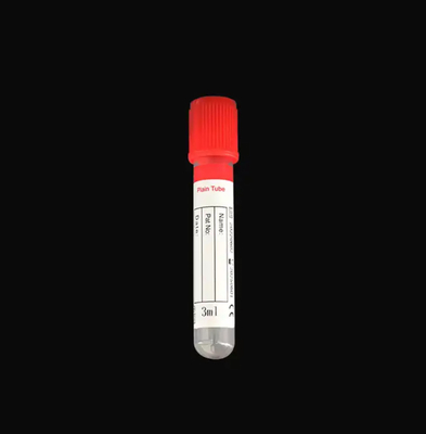 Le haut rouge sans additifs, simple, jetable, test médical hospitalier, vide à usage unique, sérum, tube de prélèvement sanguin.