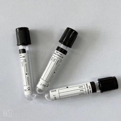 Citrate sodique de tubes de collection de sang de vide en verre esr d'ANIMAL FAMILIER de chapeau noir